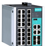 EDS-528E-4GTXSFP-LV Управляемый коммутатор Gigabit Ethernet c портами 24 x 10/100BaseT(X), 4 x 10/100/1000BaseT(X) или 100/1000BaseSFP, с питанием 12/24/48 В пост., с диапазоном температур от