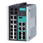 EDS-518E-MM-ST-4GTXSFP-T Управляемый коммутатор Gigabit Ethernet c портами 12 x 10/100BaseTX, 4 x 10/100/1000BaseT(X) или 100/1000BaseSFP, 2 x 100BaseFX (многомод, разъем ST), с расширенным д