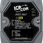 PET-7017 Ethernet-модуль с 8 каналами аналогового ввода, с защитой от перенапряжения и каналами изолированного дискретного вывода, с возможностью питания по PoE