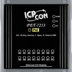 PET-7253 CR Ethernet-модуль с 16 каналами изолированного дискретного ввода, с 32-битными счетчиком, со встроенным 2-портовым Ethernet-коммутатором, с возможностью питания по PoE