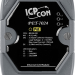 PET-7024 CR Ethernet-модуль с 4 каналами аналогового вывода, 5 каналами дискретного ввода и 5 каналами дискретного вывода, с возможностью питания по PoE