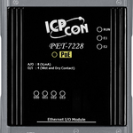 PET-7228 CR Ethernet-модуль с 8 каналами аналогового вывода, со встроенным 2-портовым Ethernet-коммутатором, с возможностью питания по PoE