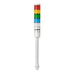 PL4M-500-RYGBC Светосигнальная колонна d=45 мм, монтаж на алюм. стойке с винт. крепл. M20 (MAM-I025), осн. корп. 89 мм (пластик), 5 модулей (LED) постоянного свечения: красный/жёлтый/зелёный/