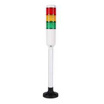 PL4PZ-300-RYG Светосигнальная колонна d=45 мм, монтаж на алюм. стойке с пласт. опорой (MAM-B070D), осн. корп. 89 мм (пластик), 3 модуля (LED) пост./мигающ. свечения: красный/жёлтый/зелёный + 