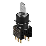 S16KR-2BK2C 2(0-S)/L+R/2C Селекторный переключатель с ключом,круглые,позиция: 16 мм, рабочее положение: 2-х позиционный, без возврата, положение извлечения ключа:лев.+прав., черный, блок конт