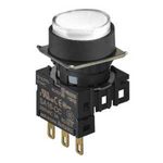 S16PR-E4WC12 WHITE/1C/LED 12V Кнопочный выключатель, круглый, 16 мм
