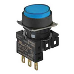 S16PR-E4BC12 BLUE/1C/LED 12V Кнопочный выключатель, круглый, 16 мм