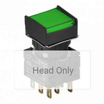 S16PRS-H1G GREEN Кнопочный выключатель, квадратный, позиция: 16 мм,тип ограждения: с ограждением с 2 сторон, тип эксплуатации: возврат, (без блока контактов) цвет - зеленый.
