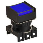 S16PRS-H4B BLUE Кнопочный выключатель, квадратный, позиция: 16 мм,тип ограждения: с ограждением с 2 сторон, тип эксплуатации: фиксируемые (с подсветкой), синий