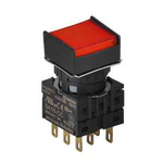 S16PRS-H1R3C RED/3C Кнопочный выключатель, квадратный, 16 мм