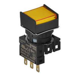 S16PRS-H4YC24 YELLOW/1C/LED 24V Кнопочный выключатель, квадратный, 16 мм