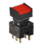 S16PRS-H4R2C5 RED/2C/LED 5V Кнопочный выключатель, квадратный, 16 мм