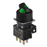 S16SR-L1GC5 GREEN/2(0-R)/1C/LED 5V Селекторный переключатель, круглый, 16 мм