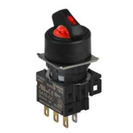 S16SR-L1RC24 RED/2(0-R)/1C/LED 24V Селекторный переключатель, круглый, 16 мм