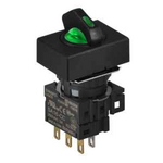 S16SRT-L5GC12 GREEN/2(S-0-R)/1C/LED 12V Селекторный переключатель, прямоугольный, 16 мм