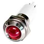 M16R-03R LED-индикатор, монтаж на панель под d=16мм, красный, выступающая головка (хромированная латунь), питание 3VDC, IP60