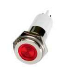 H16F-10R LED-индикатор повышенной яркости, монтаж на панель под d=16мм, красный, плоская головка (хромированная латунь), питание 110VAC, IP60