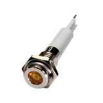 H06F-24Y LED-индикатор повышенной яркости, монтаж на панель под d=6мм, жёлтый, плоская головка (хромированная латунь), питание 24VDC, IP60