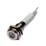 H06F-24W LED-индикатор повышенной яркости, монтаж на панель под d=6мм, белый, плоская головка (хромированная латунь), питание 24VDC, IP60