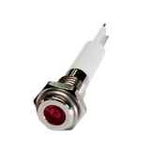 H06F-03R LED-индикатор повышенной яркости, монтаж на панель под d=6мм, красный, плоская головка (хромированная латунь), питание 3VDC, IP60