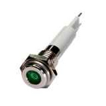 H06F-03G LED-индикатор повышенной яркости, монтаж на панель под d=6мм, зелёный, плоская головка (хромированная латунь), питание 3VDC, IP60