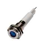 H06F-03B LED-индикатор повышенной яркости, монтаж на панель под d=6мм, синий, плоская головка (хромированная латунь), питание 3VDC, IP60