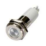 H10F-10W LED-индикатор повышенной яркости, монтаж на панель под d=10мм, белый, плоская головка (хромированная латунь), питание 110VAC, IP60