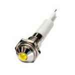 M06R-12Y LED-индикатор, монтаж на панель под d=6мм, жёлтый, выступающая головка (хромированная латунь), питание 12VDC, IP60