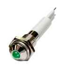 M06R-12G LED-индикатор, монтаж на панель под d=6мм, зелёный, выступающая головка (хромированная латунь), питание 12VDC, IP60