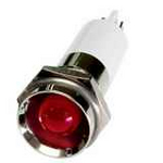 M10P-10R LED-индикатор, монтаж на панель под d=10мм, красный, утопленная головка (хромированная латунь), питание 110VAC, IP60